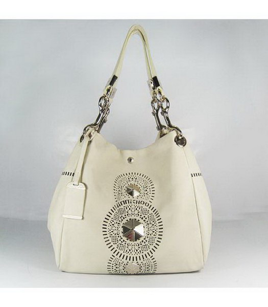 Lola medio Slouchy Tote_Off pelle bianca